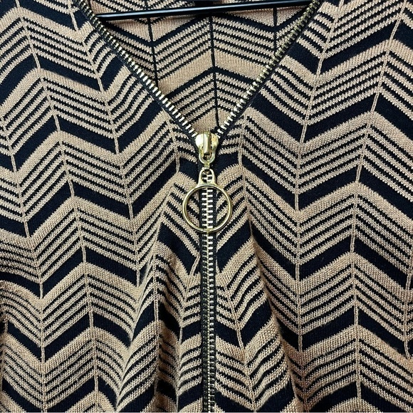 INC International Concepts Chevron Pattern Zip Front Sweater Dress | Small - Picture 8 of 9